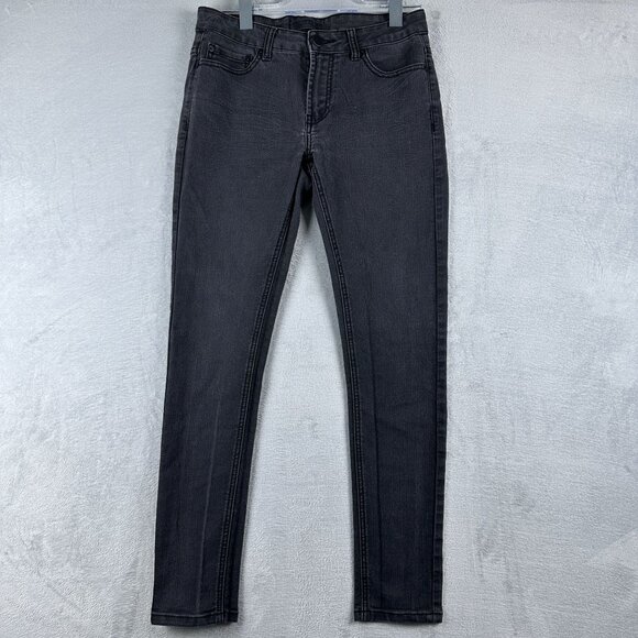 2 Men Skinny Jeans Charcoal Wash Denim Stretch Womens Black Size 29/30 - Picture 1 of 11